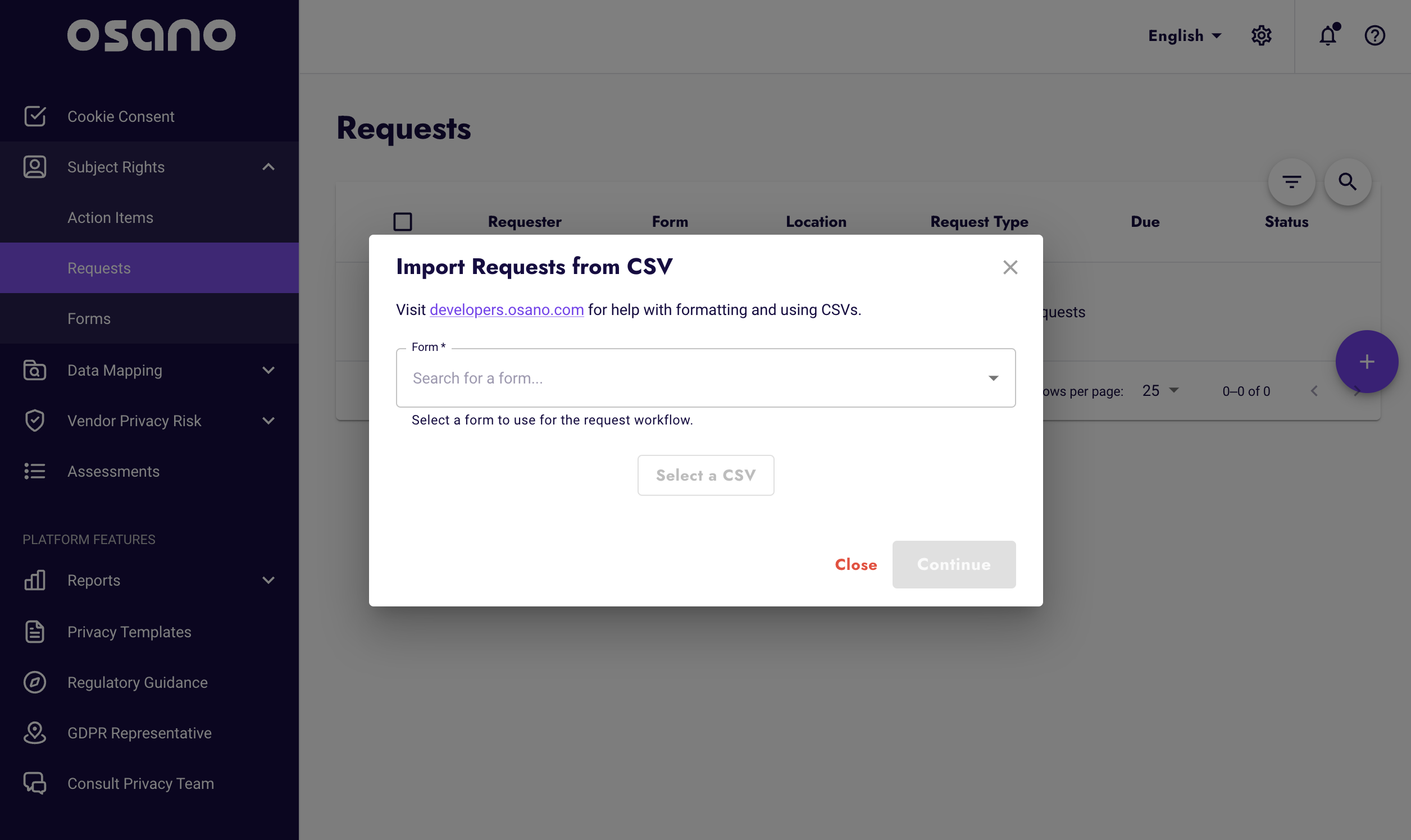 Import Requests by CSV