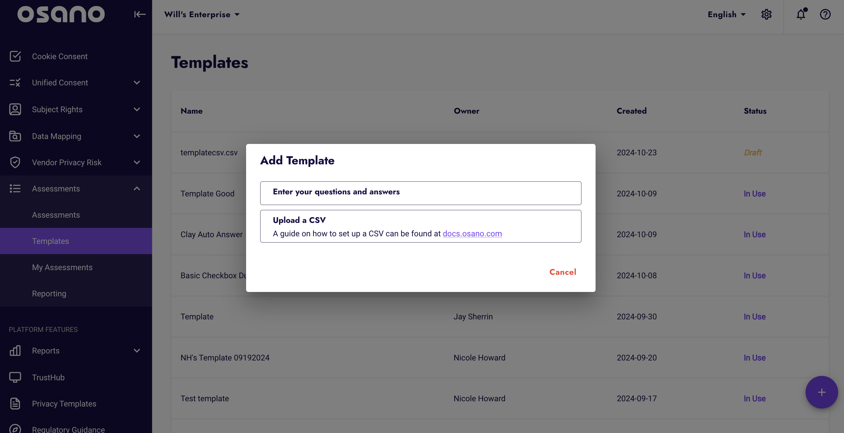 Import Templates by CSV