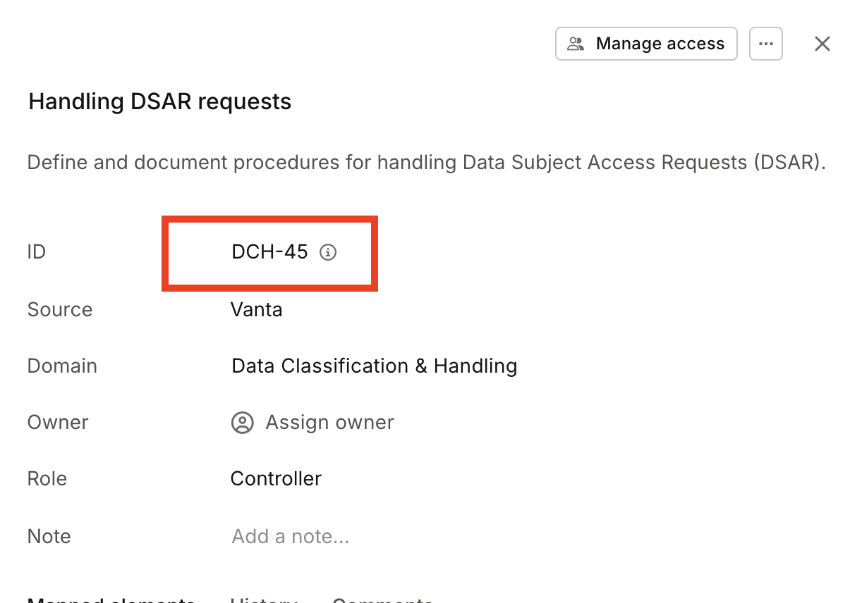 Vanta Control Id
